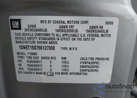 2006 Chevrolet Trailblazer Ext Lt from USA, damaged, VIN 1GNET16S766127000